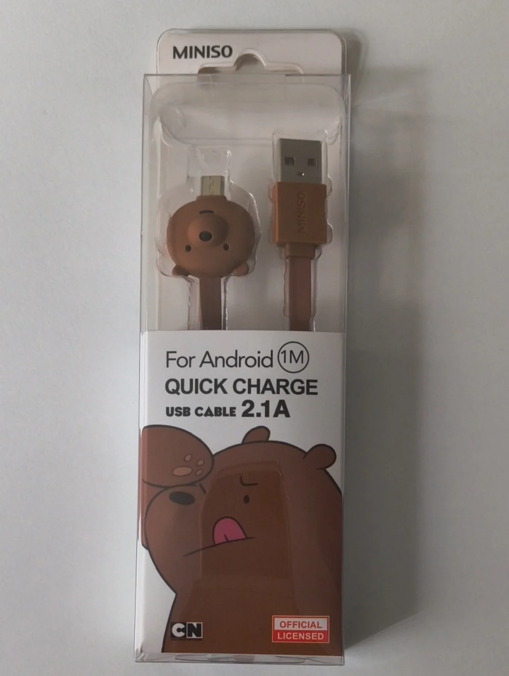 Bear-Themed Quick Charge USB Cable 2.1A for Older Android Devices - 1M